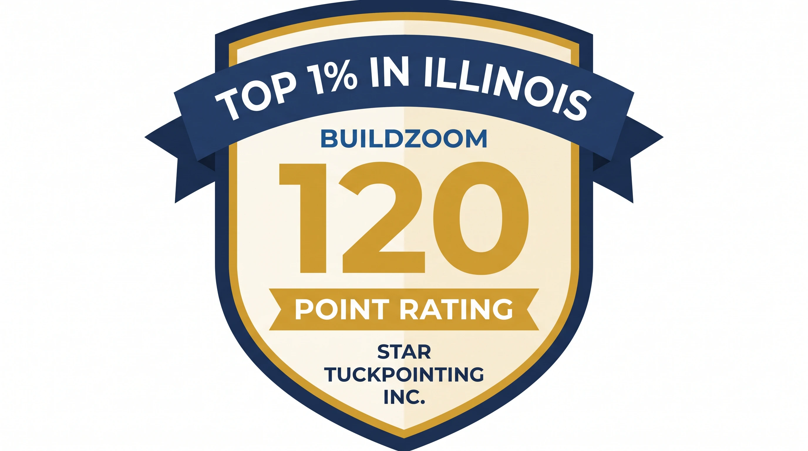 BuildZoom Top 1% in Illinois, 120 Point Rating badge