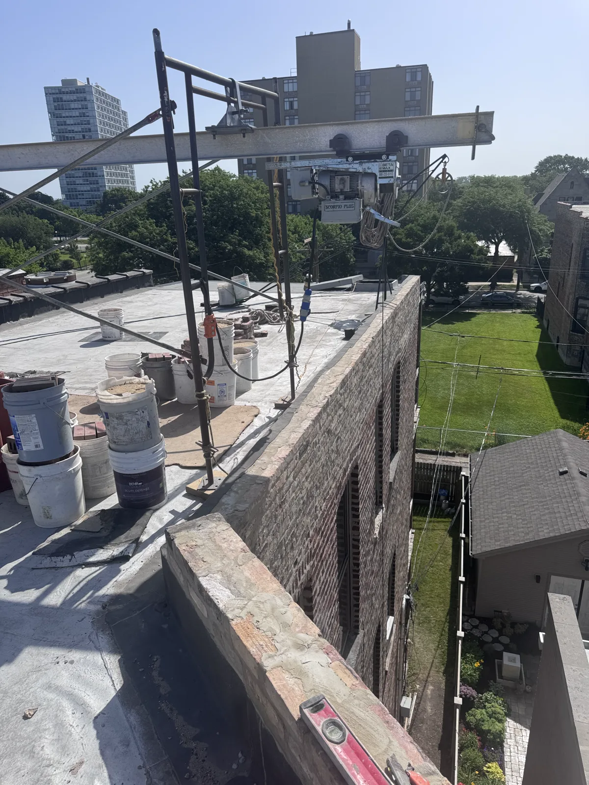 Common Brick Parapet Rebuild — during