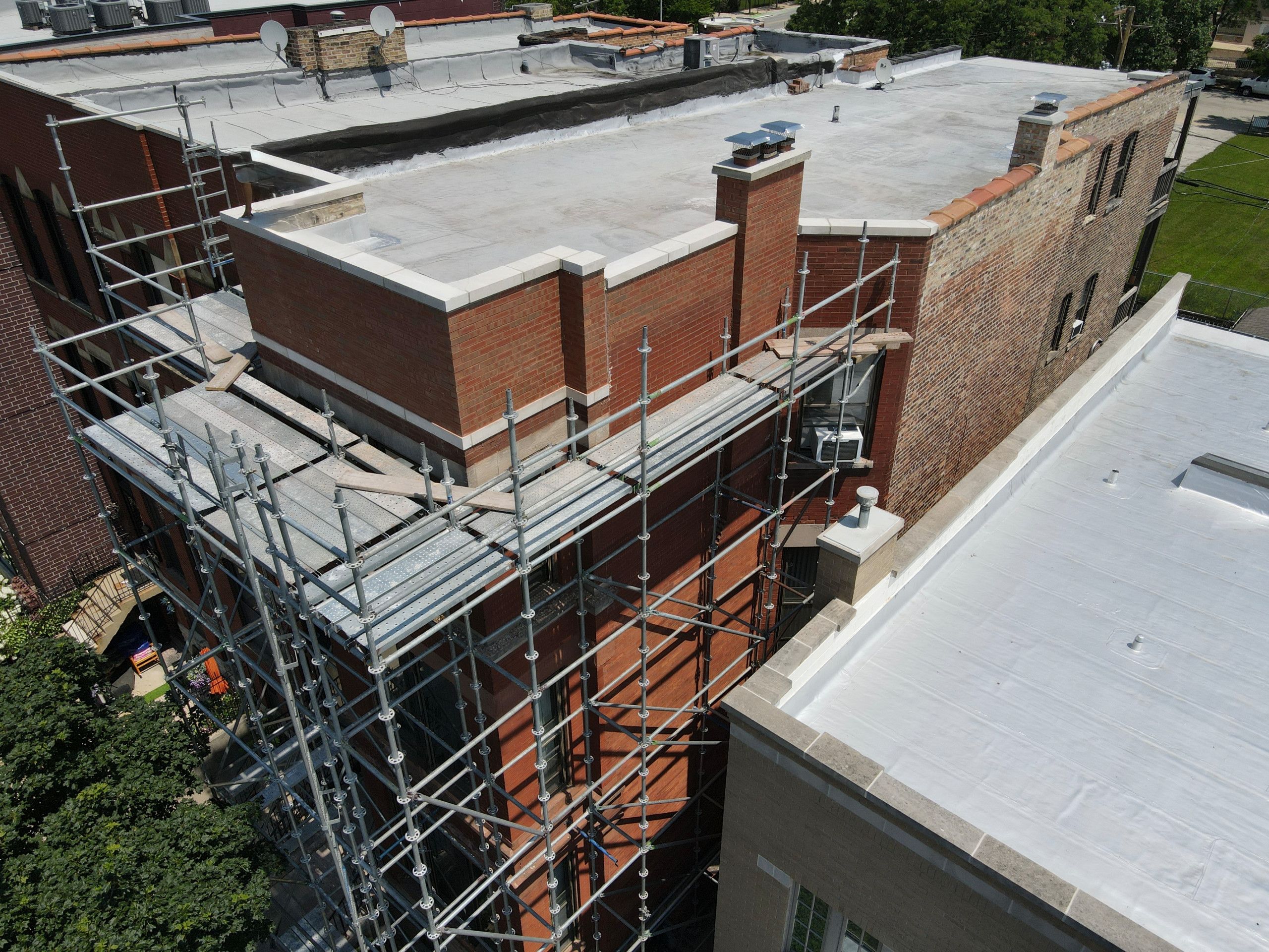 Parapet wall reconstruction project photo from Chicago