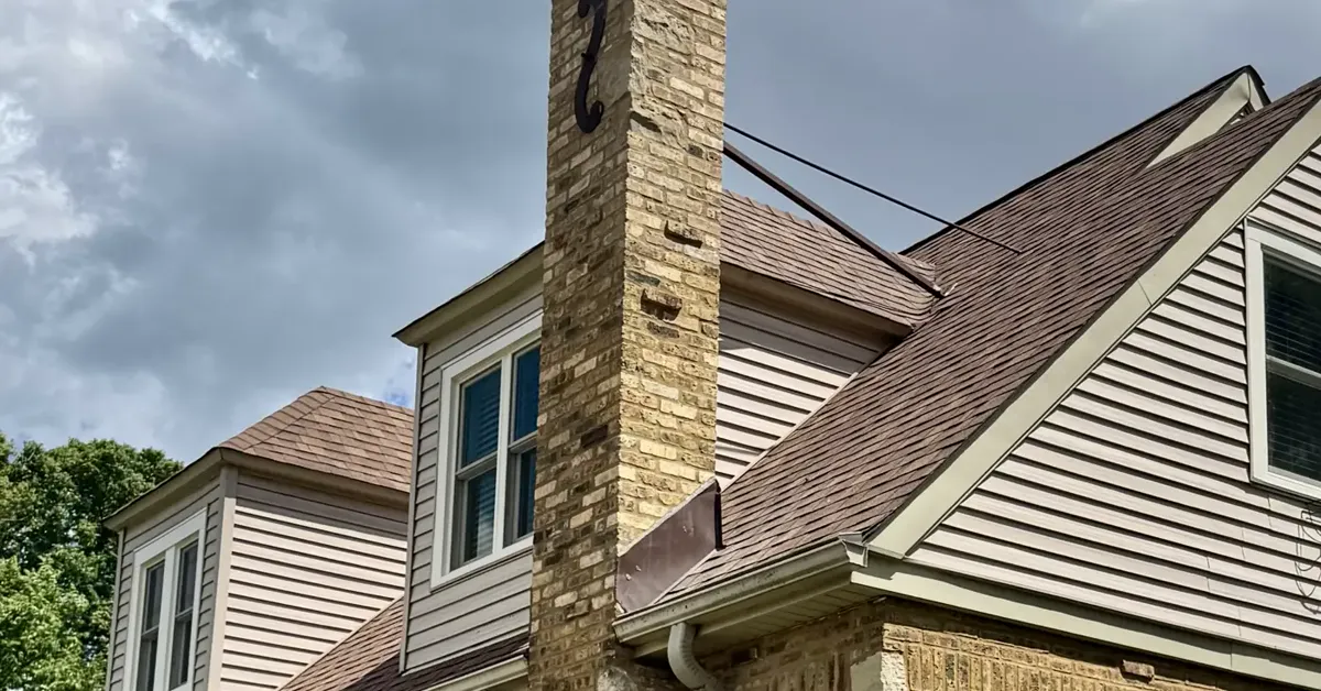 Rebuilt masonry chimney on a Chicago home